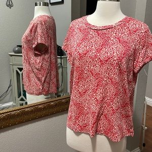 LOFT Red and White Short Sleeve Tee